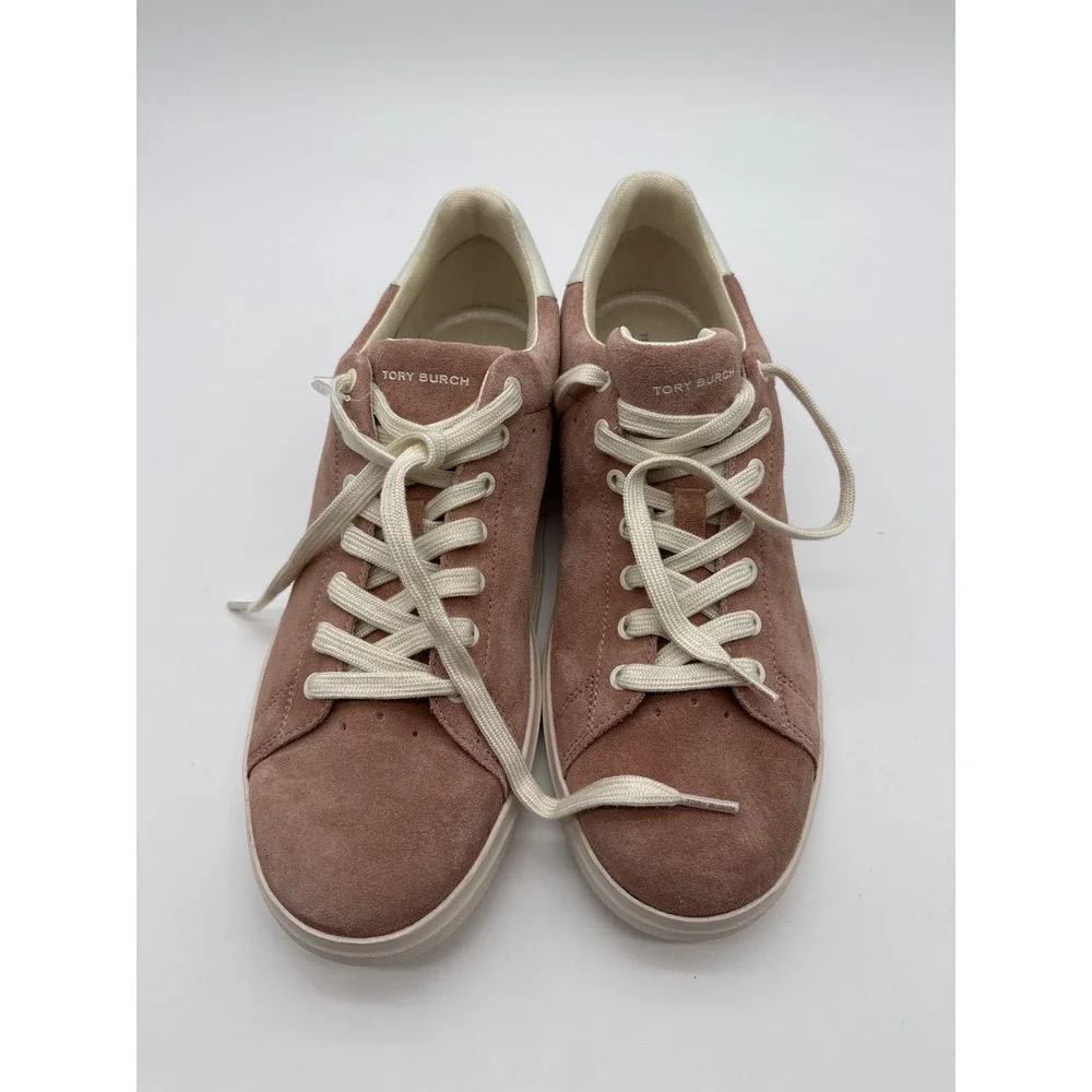 Tory Burch Howell Court Rose Pink Suede Sneakers Womens 11M 12849 Low Top Shoes